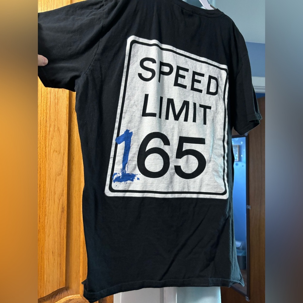 Black Graphic T-Shirt with Speed Limit Design